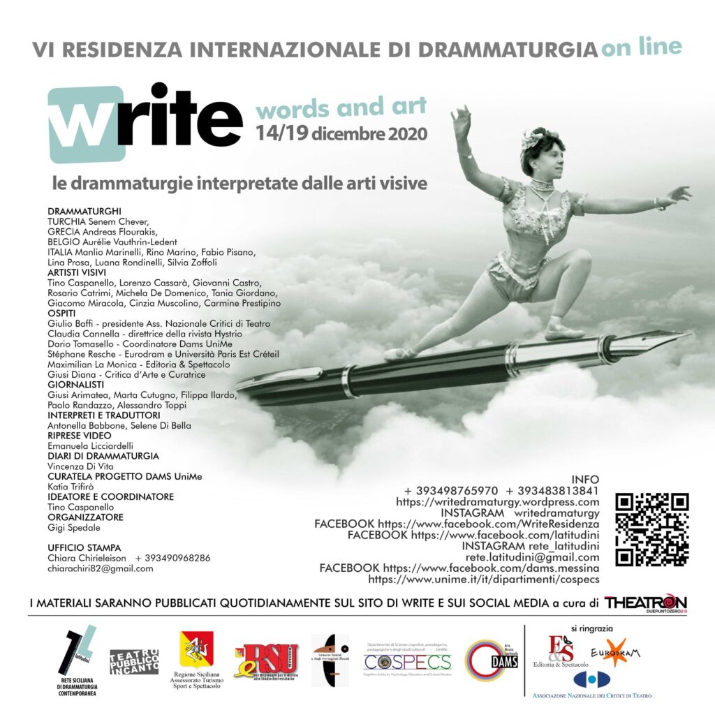 Residenza internazionale di drammaturgia “Write, words and arts”, Università di Messina, 14-19 dicembre 2020